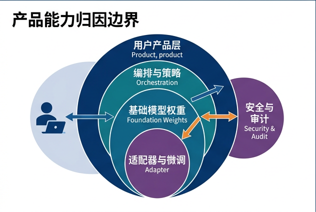 图 007：产品能力到可下载权重的归因边界