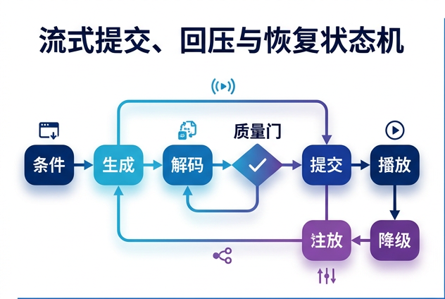 图 017：流式提交、回压与恢复状态机