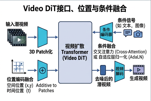 图 031：Video DiT 的接口、位置与条件融合