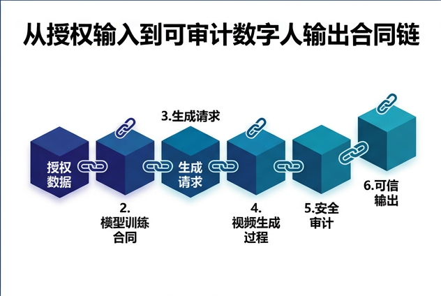 图 048:从授权输入到可审计数字人输出的合同链