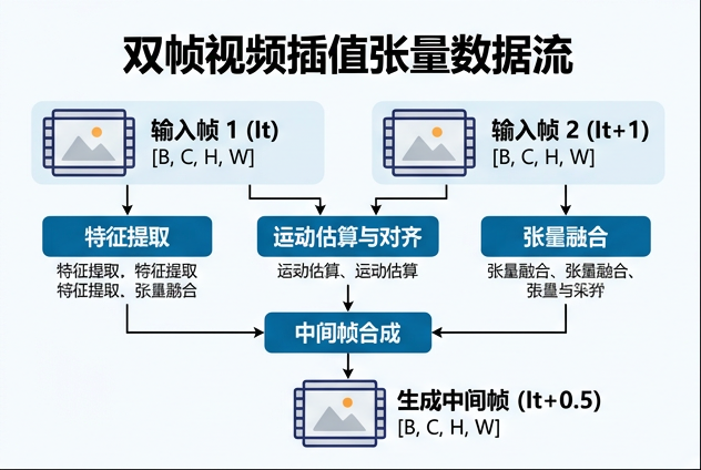 图 049：双帧视频插值的张量数据流