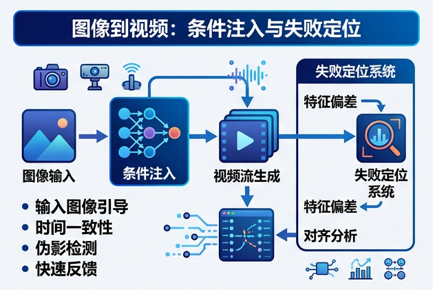 图 053：图像到视频的条件注入与失败定位链