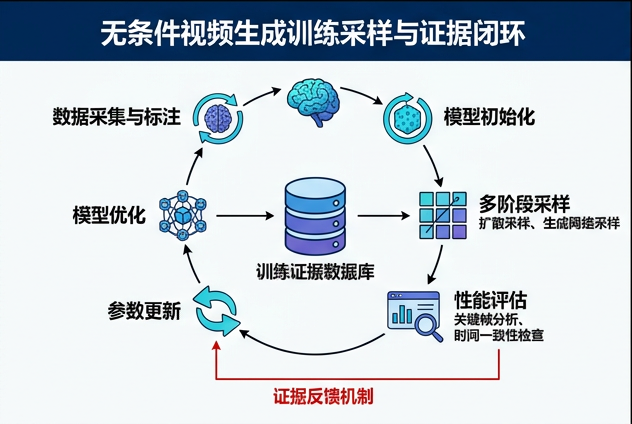 图 067：无条件视频生成的训练采样与证据闭环