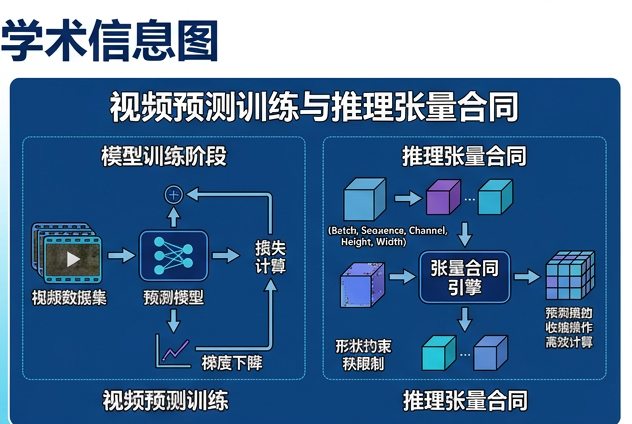 图 070：视频预测的训练与推理张量合同