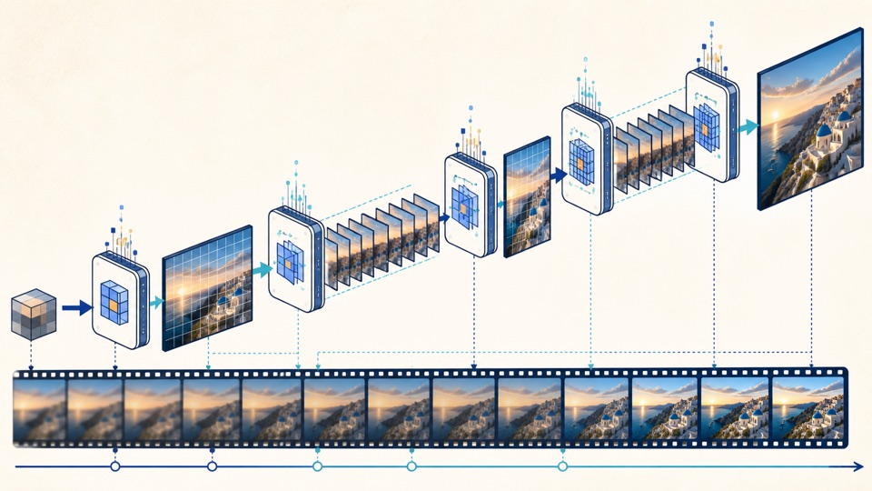 Imagen Video 时空超分辨率级联概念图
