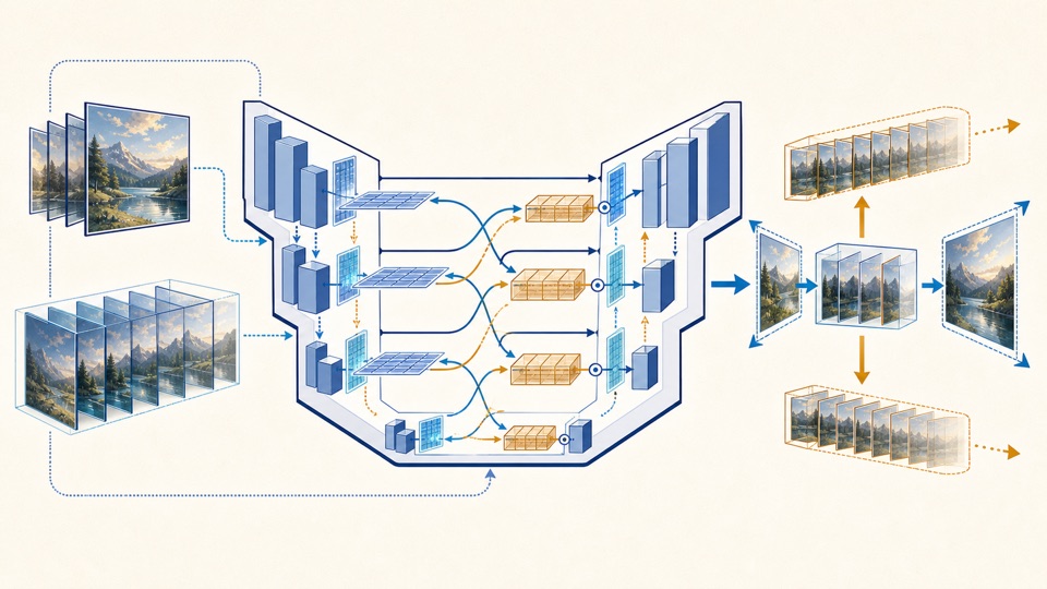 Video Diffusion Models 时空去噪概念图