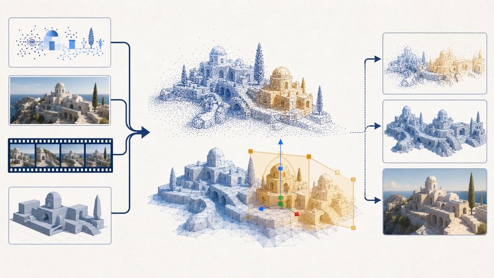 Marble 显式三维世界生成概念图
